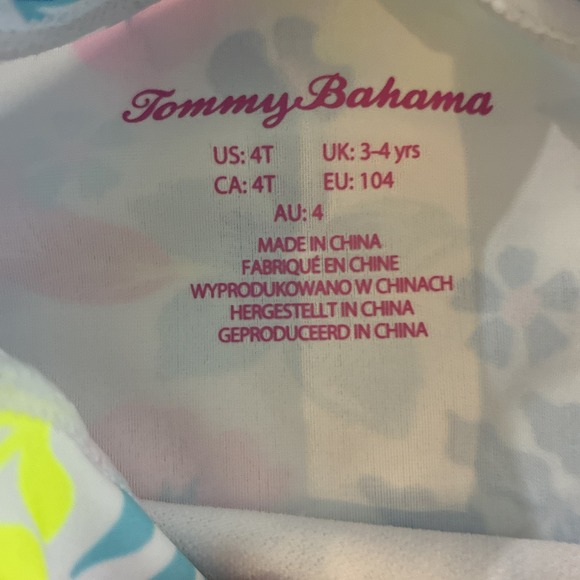 Tommy Bahama 2 Pc Swim Suit Toddler 4T Pink Floral Long Sleeve Ruffle Beach UPF - Picture 4 of 7